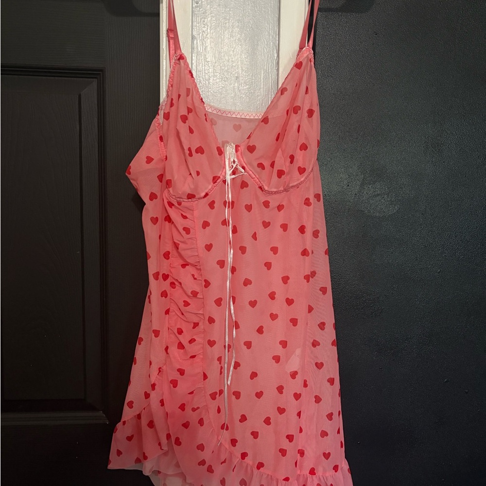 Heart Print Pink Nightgown